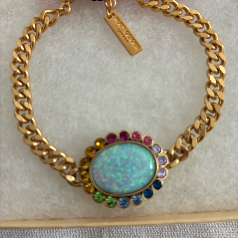 Kurt Geiger Gold Bracelet with Opal and Rainbow Gems - Picture 2 of 7